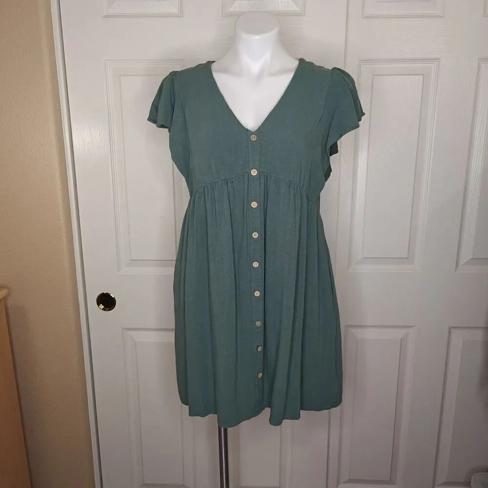 Wishlist flutter sleeves V-neck baby doll mini dress sz S